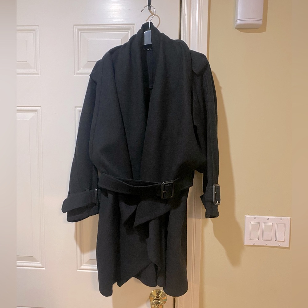 Burberry Cashmere Wool drape wrap cashmere coat with belt trench coat